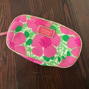 Lilly Pulitzer | Estée Lauder | Large Pink &‎ Green Floral Cosmetic Makeup Bag